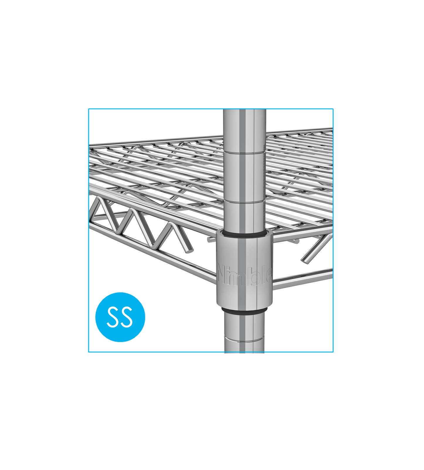 Nimble Mobile Wire Shelving Unit with Ledges