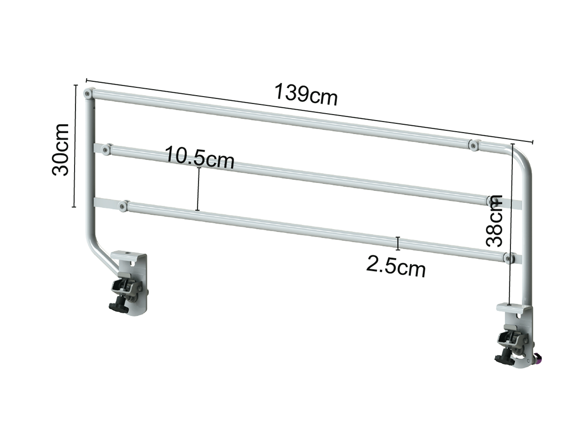 Fold down clamp on bed rail