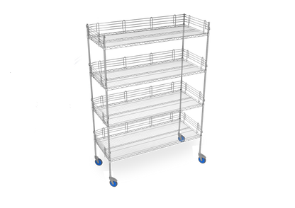 Nimble Mobile Wire Shelving Unit with Ledges