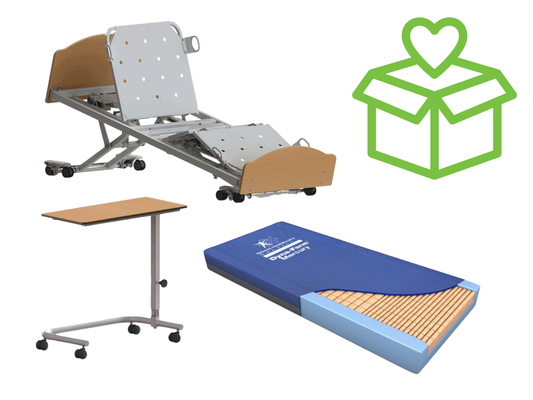 Static Mattress, Bed & Overbed Table Package Deal