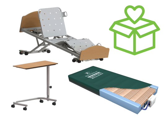 Alternating Mattress, Bed & Overbed Table Package Deal