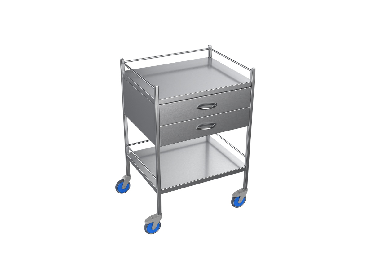 Nimble Instrument Trolley 600 x 490 x 970mm 2 Drawers