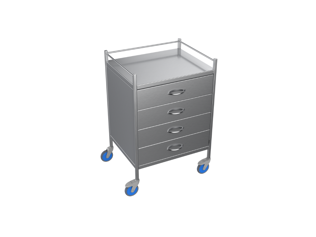 Nimble Instrument Trolley 600x490x970mm 4 Drawer