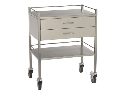 Stainless Steel Trolley 2 draw top draw lock