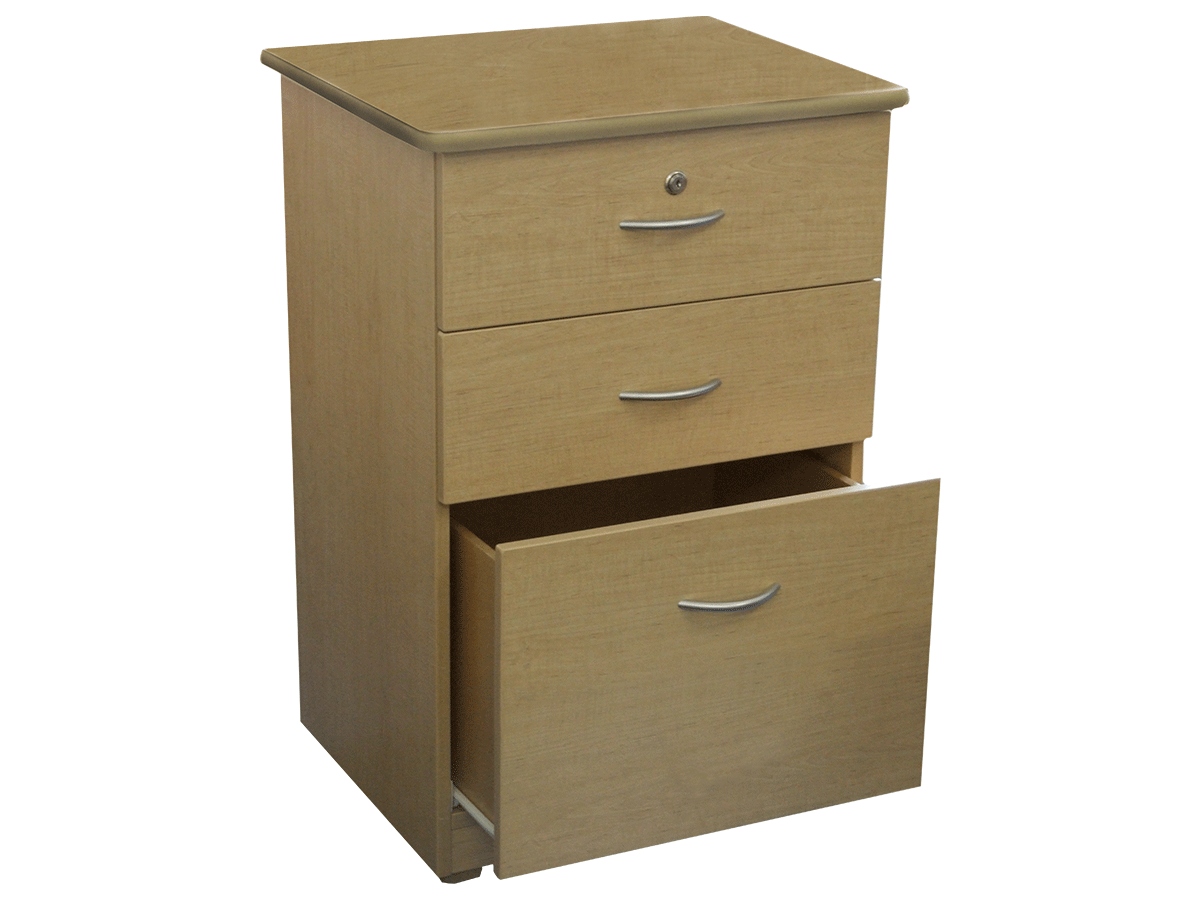 Bedside Cabinet 3 Drawer Lockable