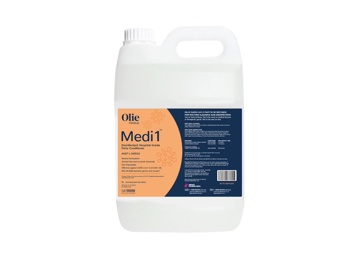 Medi1 Hospital Grade Surface Disinfectant & Cleaner 5L 