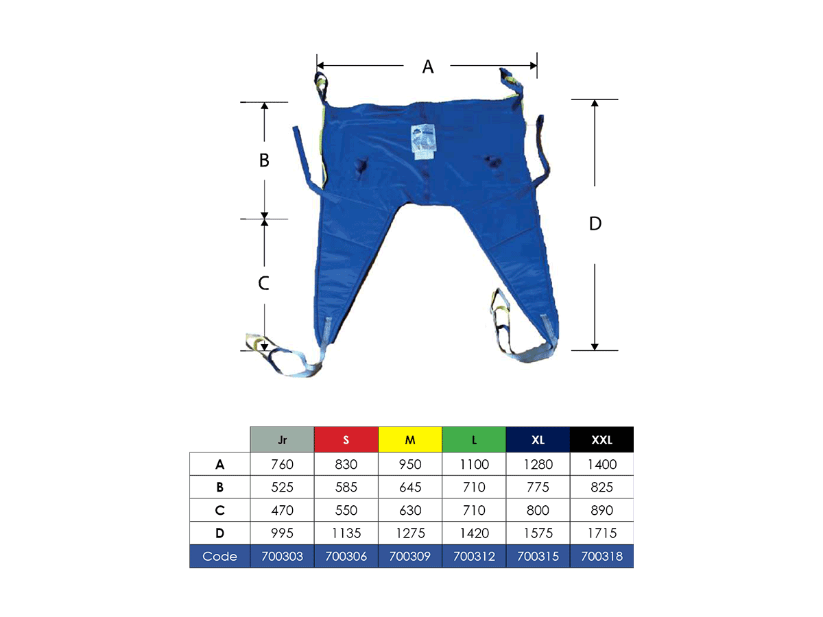 Sizing guide measurement universal padded sling
