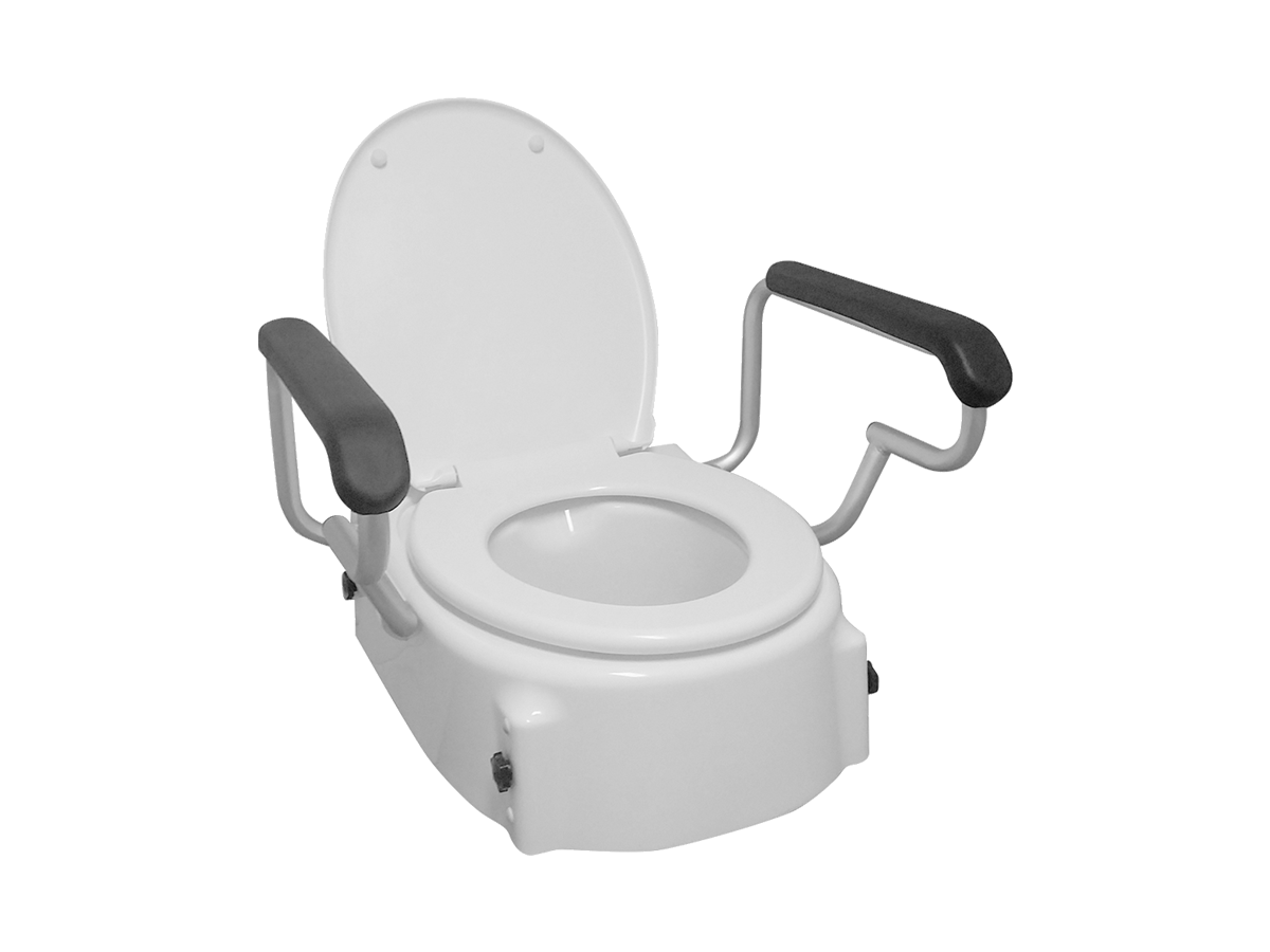 Raised toilet seat with handles